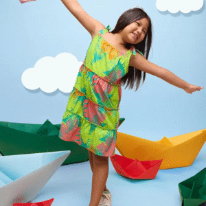🌴 Vibrant Tropical Print Tiered Sundress for Girls