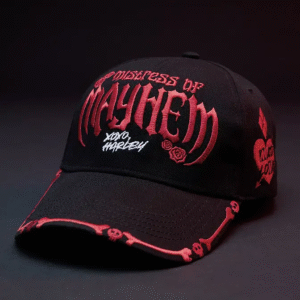 ❤️🔥 Harley Quinn "Mistress of Mayhem" Embroidered Cap