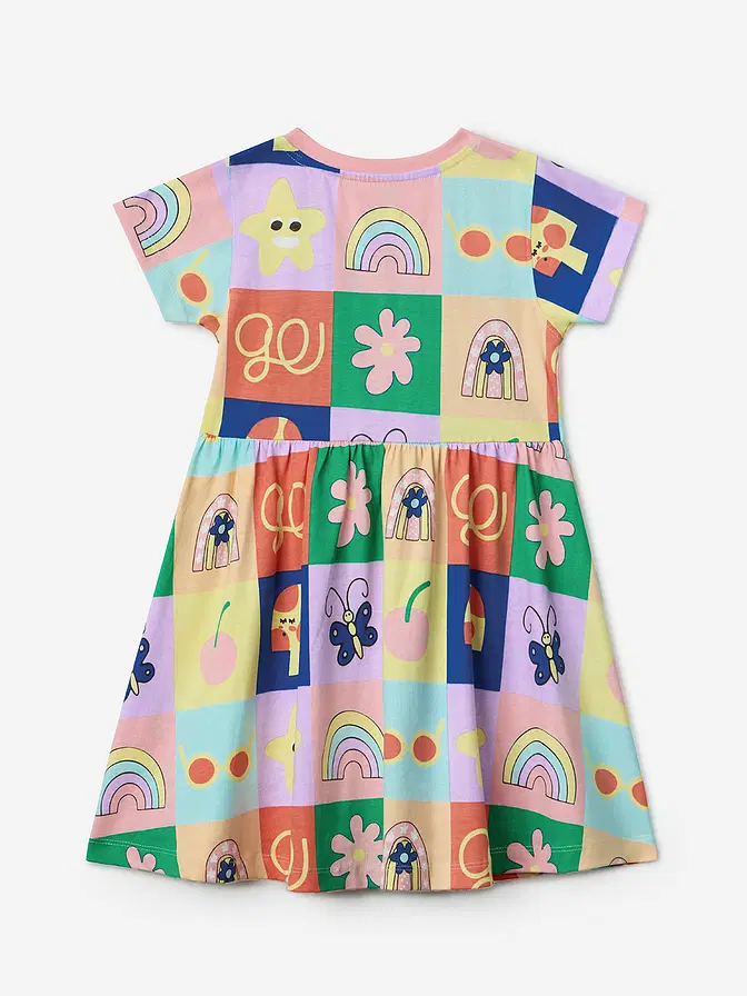 🌈 Playful Abstract Print Girls' T-Shirt Dress - Image 2
