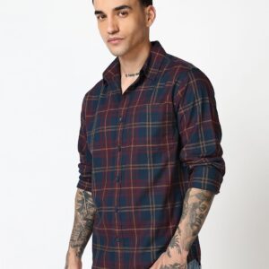 Men's Blue & White Checked Oversized Shirt
