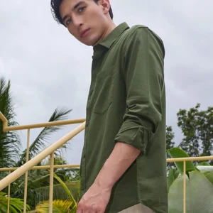 Men's Green Graphic Printed Oversized Shirt