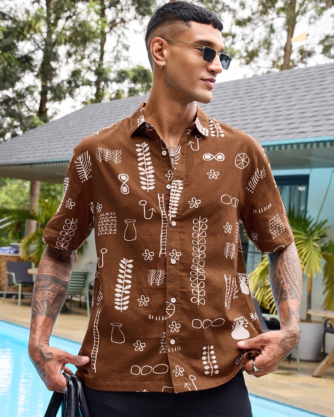 Men's Yellow & White Checked Oversized Shirt - Image 2