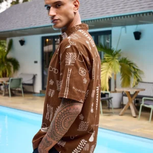 Men's Yellow & White Checked Oversized Shirt