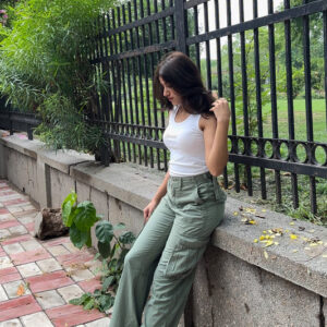 Brown Solid Cargo Jeans